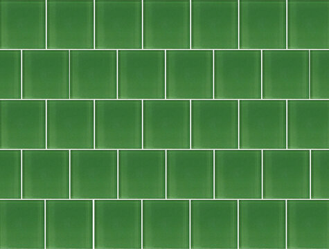 Green ceramic tile background. Old vintage ceramic tiles in green to decorate the kitchen or bathroom 