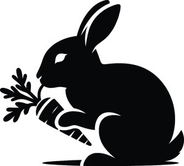 Rabbit Silhouette vector illustration isolated on white background