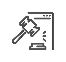 Auction related icon outline and linear vector.
