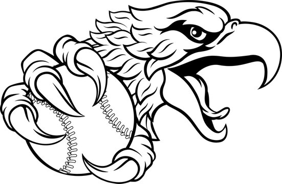 Eagle Hawk Baseball Ball Cartoon Sport Team Mascot