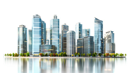 Fototapeta premium 3d illustration of modern cityscape tall buildings on isolated background