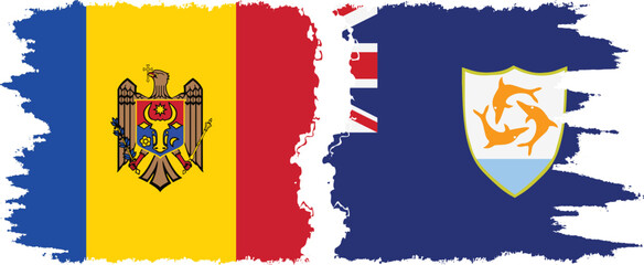 Anguilla and Moldova grunge flags connection vector