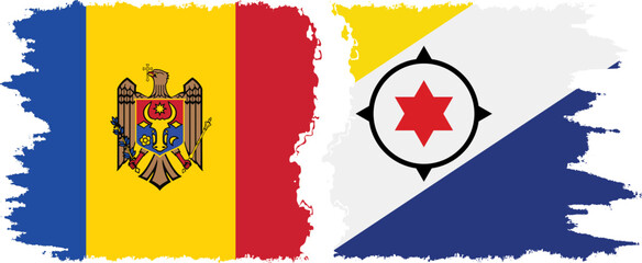 Bonaire and Moldova grunge flags connection vector
