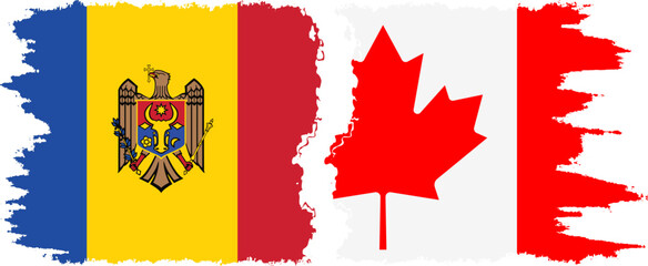 Canada and Moldova grunge flags connection vector