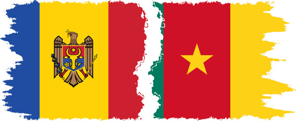 Cameroon and Moldova grunge flags connection vector