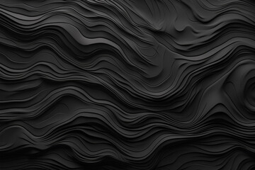 Fototapeta premium Dark black abstract background with 3d wave flow texture.