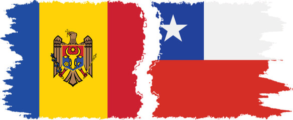 Chile and Moldova grunge flags connection vector