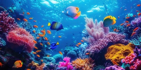 Fototapeta premium Vibrant Underwater Paradise with Colorful Coral and Fish