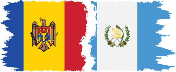 Guatemala and Moldova grunge flags connection vector