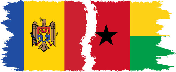 Guinea Bissau and Moldova grunge flags connection vector
