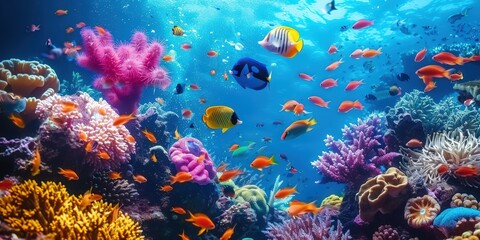 Vibrant Underwater Paradise with Colorful Corals and Fish