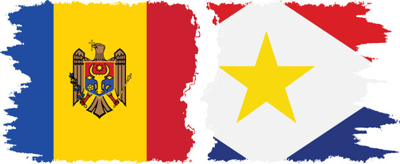 Saba and Moldova grunge flags connection vector