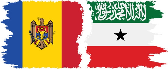 Somaliland and Moldova grunge flags connection vector