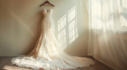 Beautiful long white wedding dress for women