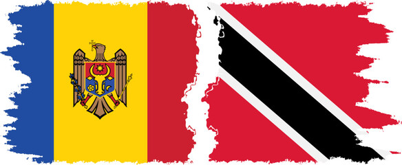 Trinidad and Tobago and Moldova grunge flags connection vector
