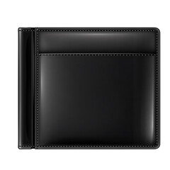 Stylish black leather wallet isolated on white and transparent background