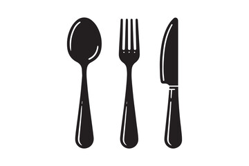 Spoon, fork and knife silhouette Icon vector Illustration artwork