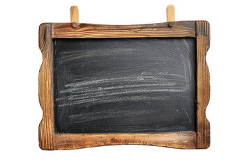 Obraz premium Empty vintage wooden framed chalkboard with a blank surface, perfect for custom messages, menus, or educational purposes.