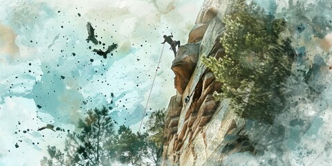 Obraz premium Watercolor Climbing Adventure Art