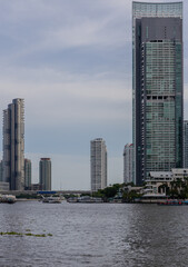 Wednesday 26 June 2024 BKK high rise towers building residential apartments and commercial buildings on Chao Phraya River Bangkok Thailand