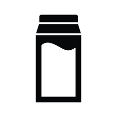 black and white milk packaging icon, simple vector design.