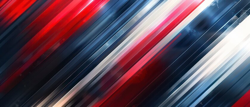 A dynamic red, white, and blue diagonal striped background, creating a vibrant and patriotic visual. The stripes run smoothly across the design, symbolizing unity.