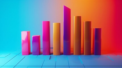 Fototapeta premium Abstract Neon Bar Chart in a Colorful Setting