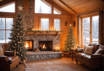 Cozy Christmas Fireplace with Stockings & Lights 