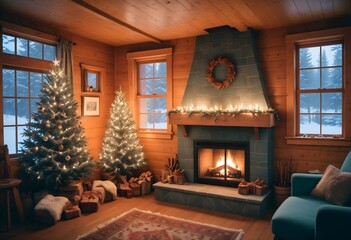 Traditional Christmas Fireplace 