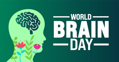 World Brain Day background template. Holiday concept. Use to background, banner, placard, card, and poster design template.