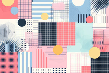 Obraz premium Thin and subtle geometric patterns in soft pastel hues, minimalist vector style,