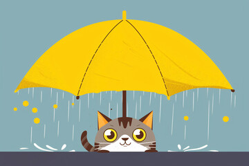 a cat under an umbrella