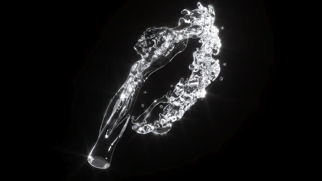 3D Liquid water Splash on black bg super slow motion 1000 FPS 4k