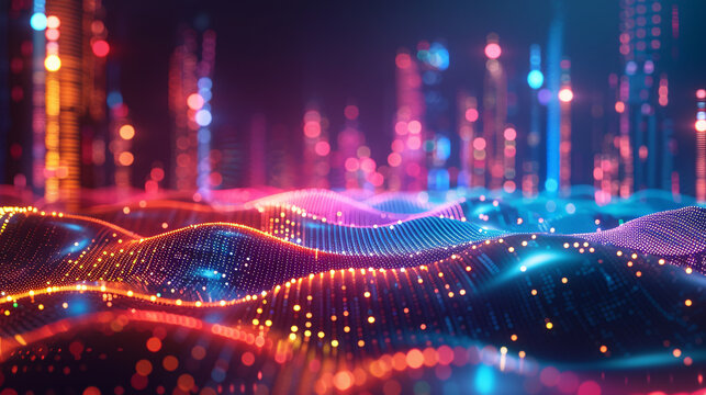 a colorful lights on a city