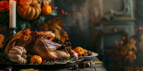 Thanksgiving-themed Banner Design for a Festive Background. Concept Thanksgiving, Banner Design, Festive, Background, Holiday