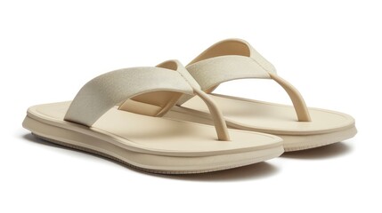 Beige flip flop slipper in off white