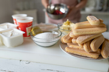 Ingredients for making a no bake cheesecake