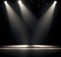 A dark stage with a single spotlight shining down background, creating a dramatic lighting effect