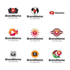 Set of A Game Controller vector icon Silhouette black color.