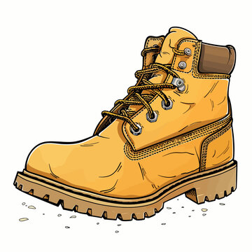 yellow work boot isolated on white clip art preview