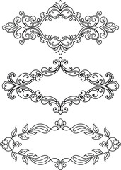Vintage decorative frames . Antique ornamental elements, fancy flourish decorative, luxury floral motif for invitation design. Vector isolated set of decorative