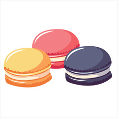 Three Colorful Macarons With White Filling