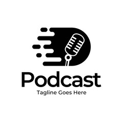 Podcast or Radio Logo design using Microphone icon