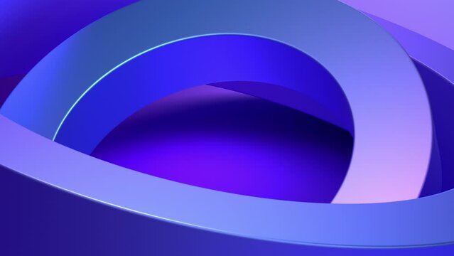 Abstract animation, purple and blue colored rotating rings, background design, 4k seamless looped video, 3d render