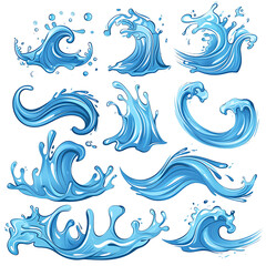 Colorful Water Whirls and Arches Cartoon Set