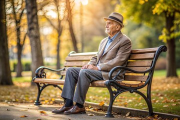 "Old Man Sitting on Bench in Park"
