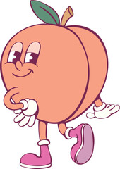 Fototapeta premium Peach retro groovy mascot character