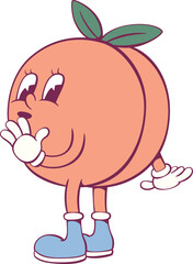 Peach retro groovy mascot character