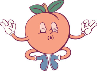Peach retro groovy mascot character