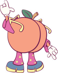 Peach retro groovy mascot character
